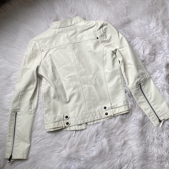 👽[ Apperloth ] White Zipper Motorcycle Jacket - Picture 10 of 14